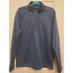 Eddie Bauer 1/4 Zip Pullover Mens Large Blue Fleece Sweater Jacket Mock 1/2 Top
